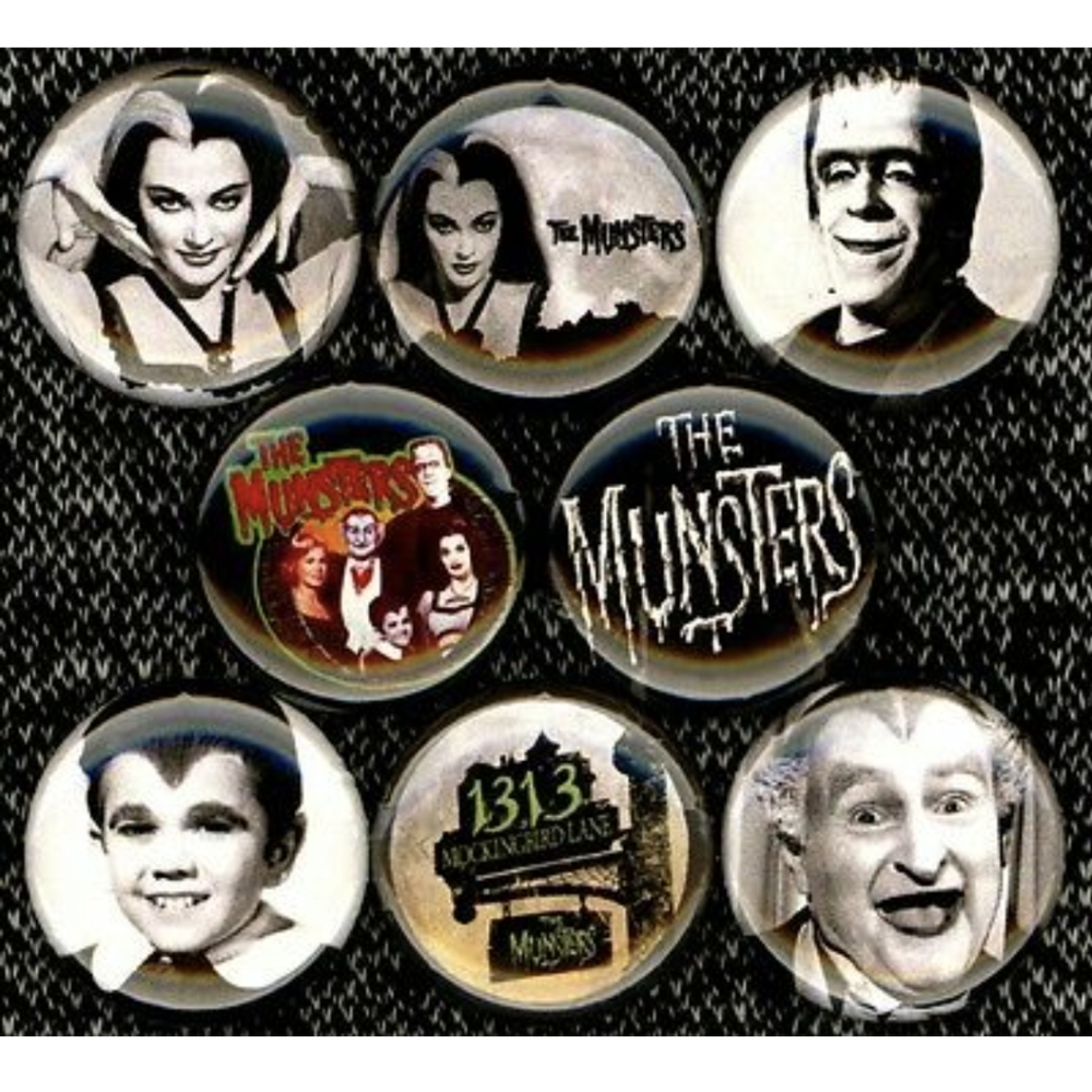 Munster set of 8 buttons badge pins 1 inch